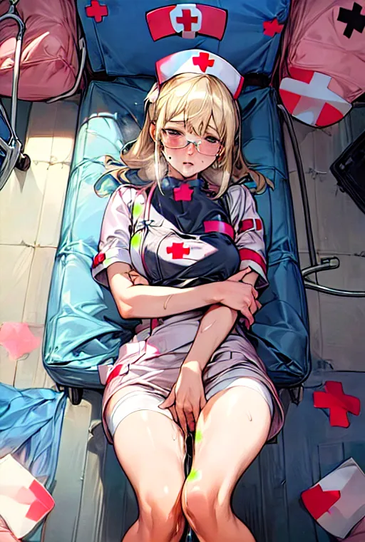 金髪ナースのオナニー